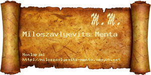 Miloszavlyevits Menta névjegykártya